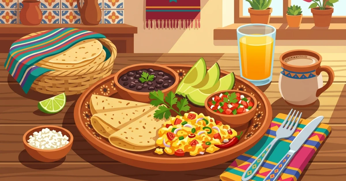 Śniadanie meksykańskie: jajka, tortilla i pikantny początek dnia